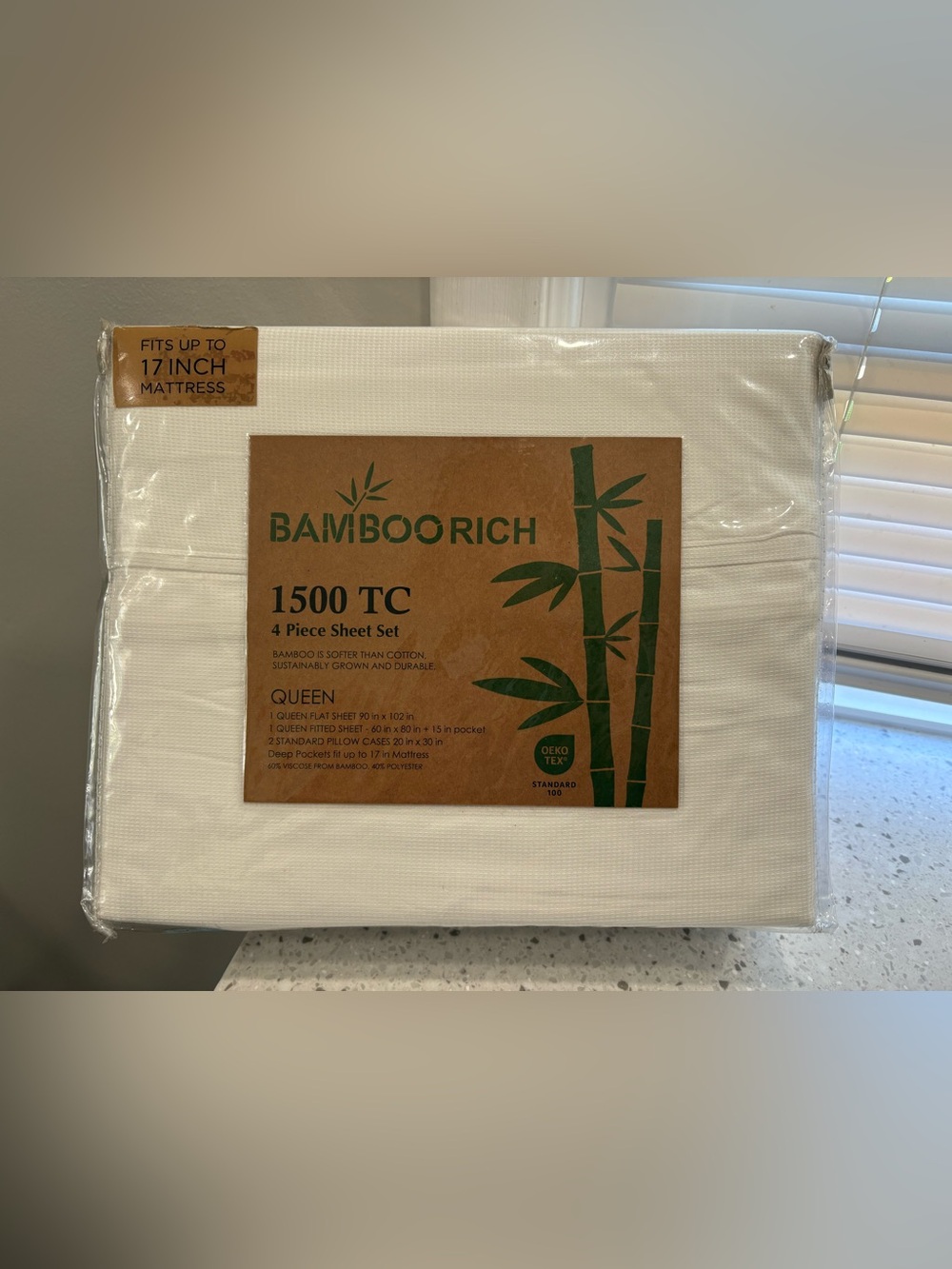 NEW BAMBOO 1500 TC Queen Sheet Set - White